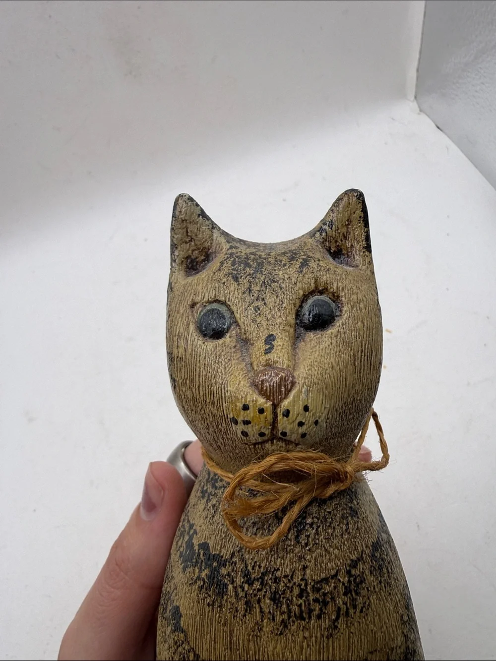 Vtg Signed Pat Croy Primitive Cat Folk Art Rustic Farmhouse Decor Collectible - Picture 9 of 12